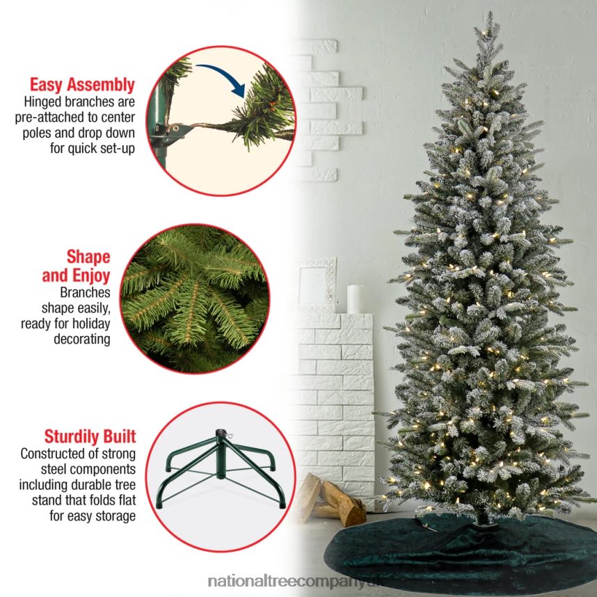 Trees | National Tree Company 7 ft Pre-Lit Conger Pine Pencil Slim Tree with LED Lights F2L4F84